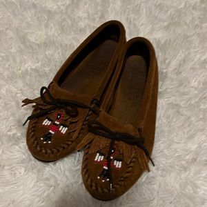 Minnetonka Moccasins with Beadwork and Fringe